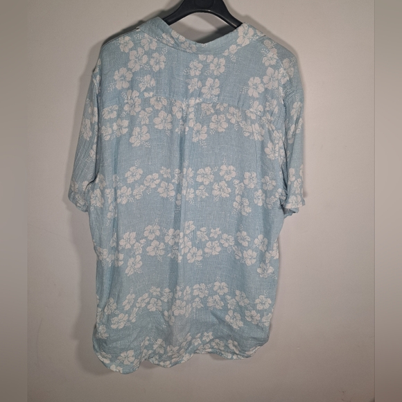Chaps Linen Blend Size large tropical flower button up short sleeve shirt - Picture 4 of 6